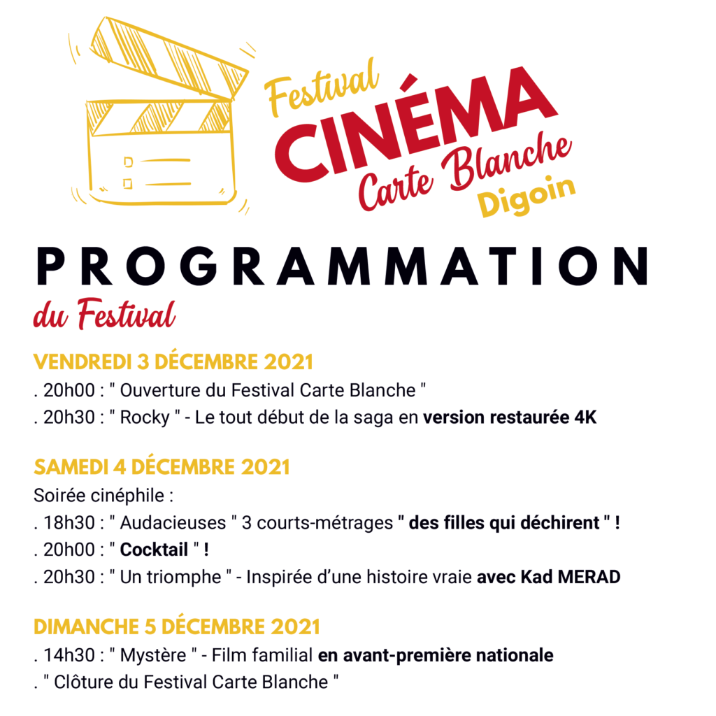 Programmation Festival Cinéma Carte de Blanche